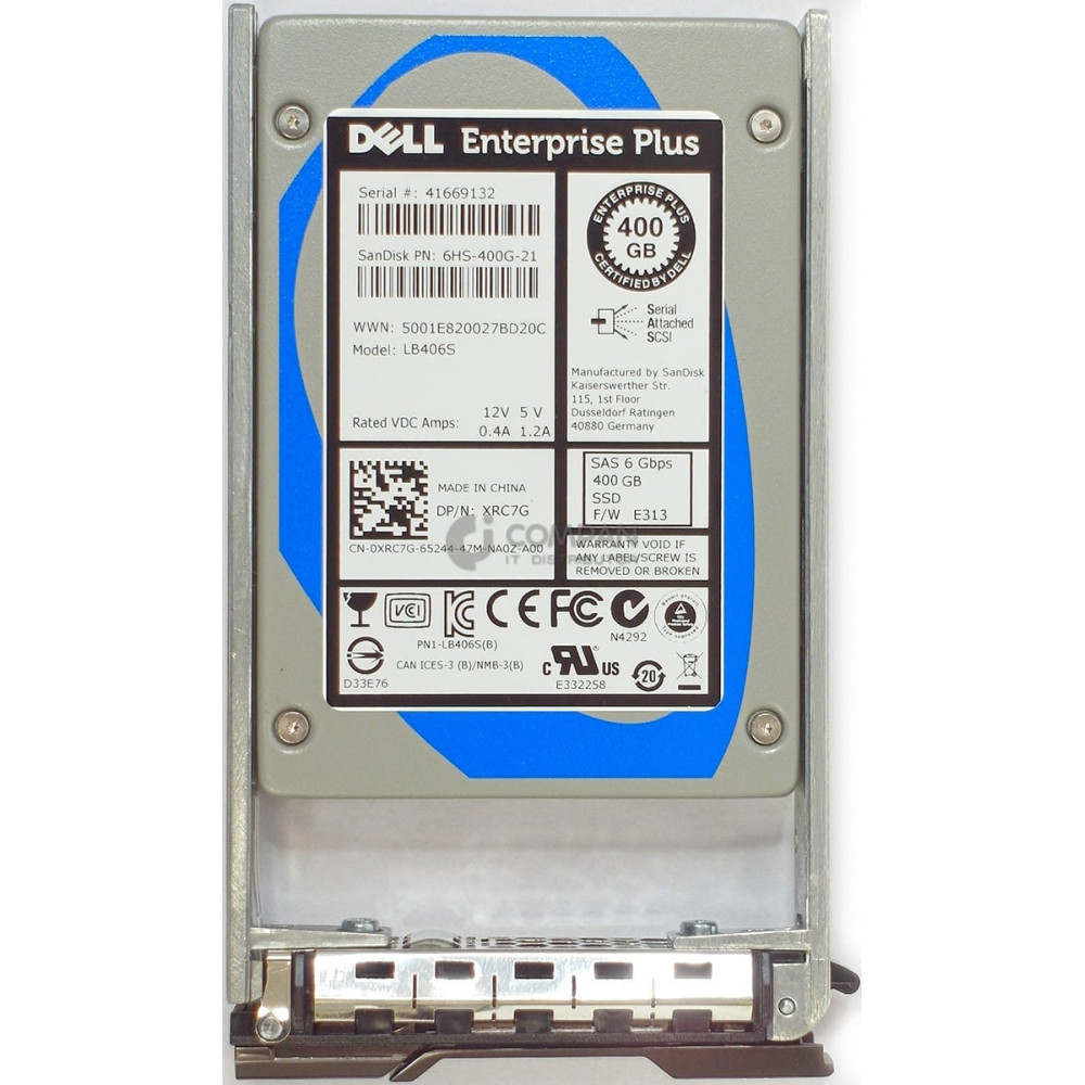 XRC7G DELL 400GB SSD SAS 6G 2.5" SFF HOT-SWAP DELL COMPELLENT